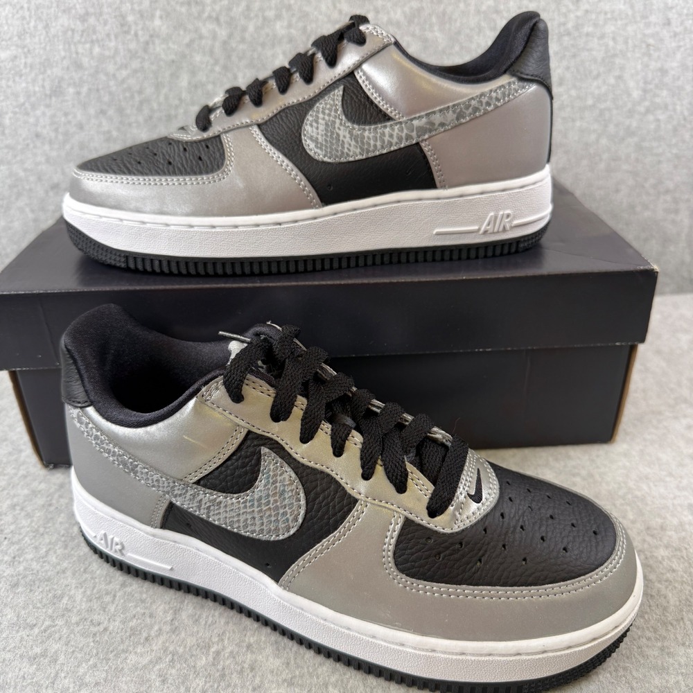 Nike Air Force 1 B (Size‎ 6) Black Silver Snakeskin DJ6033-001 Sneakers Shoes